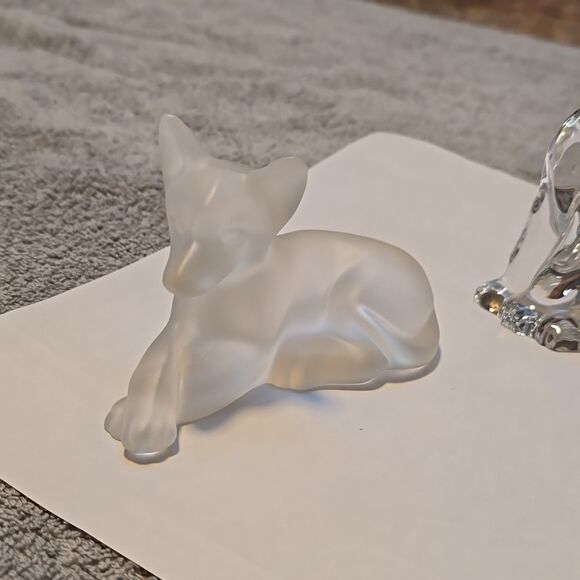 VTG Lenox 1994 Frosted & Clear Crystal Wolves Figurine Set – Howling & Resting - Picture 7 of 11